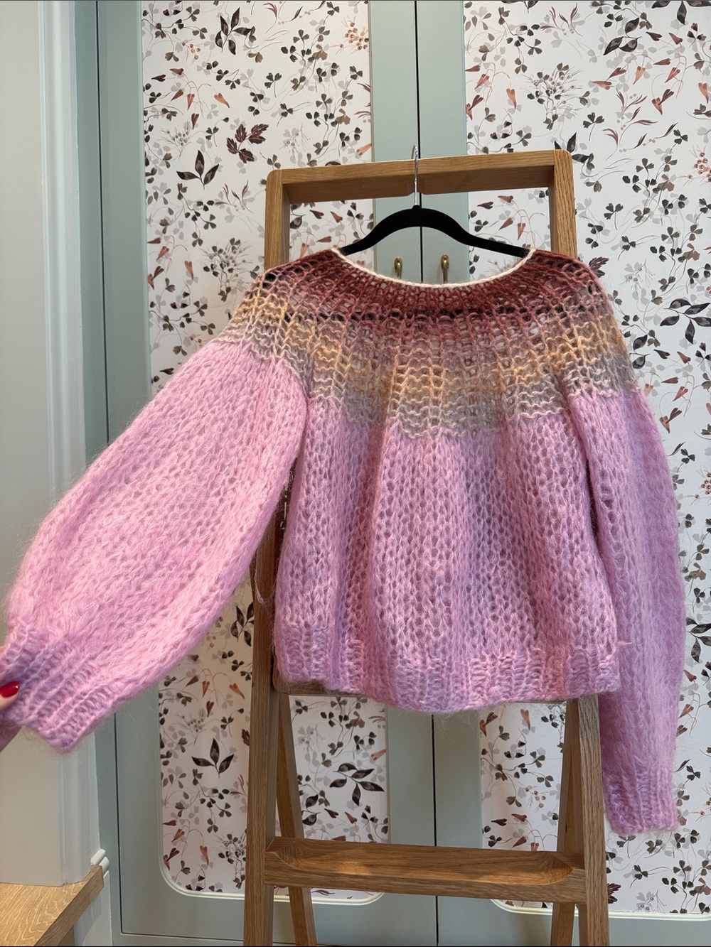 Maiami Pink Ombre Mohair-Blend Balloon Sleeve Sweater
